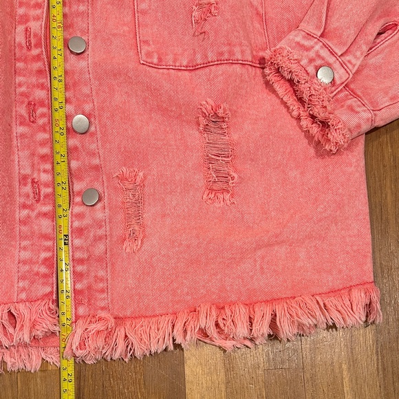 *last chance* Amazon | Frayed Oversized Pink Denim Jacket - Picture 8 of 16